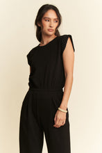 Load image into Gallery viewer, Davi & Dani Soft Knit Solid Color Jumpsuit with Rhinestone Details in Black