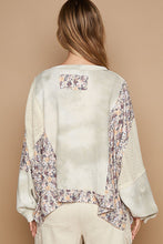 Load image into Gallery viewer, POL Tie Dye Thermal Knit Top with Contrasting Floral and Lace Fabric in Sage Multi