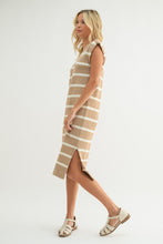 Load image into Gallery viewer, Wishlist Striped Sweater Midi Dress in Mocha/Cream