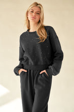 Load image into Gallery viewer, Davi & Dani Top and Bottom Set with Stone Details in Black