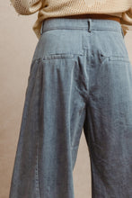 Load image into Gallery viewer, BiBi Flower Patched Washed Chambray Pants in Denim/Dark Denim