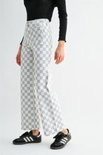 Load image into Gallery viewer, Mica Denim High-Rise Wide Leg Ankle Chess Print Jeans in Tide Grey