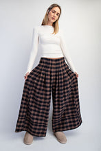 Load image into Gallery viewer, Cotierra Low Waisted Plaid Wide Leg Pants in Midnight Checker