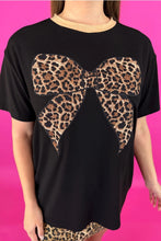 Load image into Gallery viewer, Jess Lea OVERSIZED Vintage T-Shirt with Leopard Bow Patch Front in Black