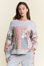 Load image into Gallery viewer, J.nna Multi Pattern Patched French Terry Top in Grey Combo