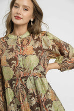 Load image into Gallery viewer, Umgee Lightweight Floral Print Midi Dress in Brown Mix