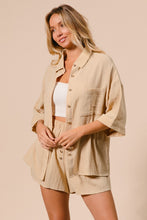 Load image into Gallery viewer, BiBi Crinkle Gauze Shirt And Short Set in Oatmeal