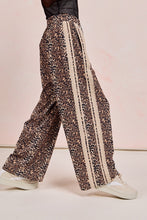 Load image into Gallery viewer, BiBi Leopard Print Track Pants with Contrasting Lace Side Stripes in Leopard/Oatmeal