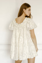 Load image into Gallery viewer, Storia Floral And Sequin Swing Mini Dress in Cream Gold