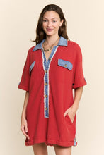 Load image into Gallery viewer, J.nna Retro-Remix Waffle Romper in Washed Red