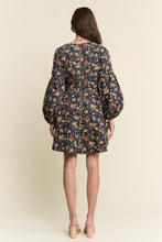 Load image into Gallery viewer, J.nna Denim Floral Print Belted Mini Dress in Dark Floral Denim