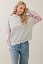 Load image into Gallery viewer, Veveret Sweatshirt Hoodie With Patchwork Sleeve Detail in Pink