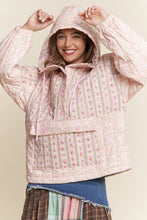 Load image into Gallery viewer, J.nna Mixed Floral Print Hooded Puffer Jacket in Pink Cream