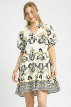Load image into Gallery viewer, Umgee Boho Print Tiered Mini Dress in Black Mix