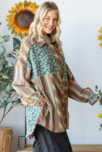 Load image into Gallery viewer, Oli & Hali Mixed Fabric Button Down Top in Honey