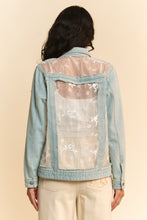 Load image into Gallery viewer, Davi & Dani Denim and Floral Panel Jacket in Light Denim