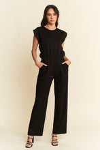 Load image into Gallery viewer, Davi & Dani Soft Knit Solid Color Jumpsuit with Rhinestone Details in Black