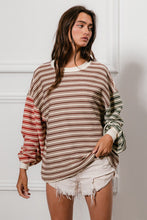 Load image into Gallery viewer, BiBi Multi Color Mixed Striped Top in Mocha/Rust/Olive