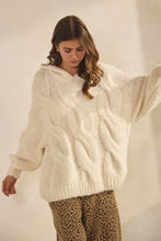 Load image into Gallery viewer, LovLov Textured Knit Sweater with Hood in Cream