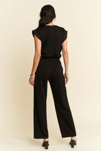 Load image into Gallery viewer, Davi & Dani Soft Knit Solid Color Jumpsuit with Rhinestone Details in Black