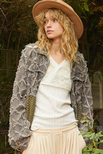 Load image into Gallery viewer, POL Color Contrasting and Textured Contrasting Fabric Long Jacket in Black Multi