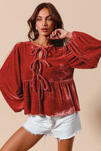 Load image into Gallery viewer, So Me Velvet Babydoll Top in Carmine