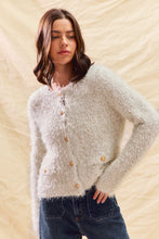 Load image into Gallery viewer, So Me Fuzzy Knit Cardigan with Gold Buttons in Ivory