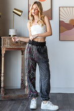 Load image into Gallery viewer, Oli & Hali Mineral Washed Star Detailed Joggers in Black