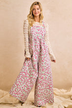 Load image into Gallery viewer, BiBi Jacquard Vintage Floral Overalls in Red
