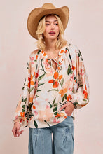 Load image into Gallery viewer, BiBi Floral Print Exaggerated Balloon Sleeve Top in Floral
