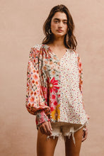 Load image into Gallery viewer, BiBi Mix n Match Floral and Abstract Print Peasant Top in Rose Mix