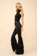 Load image into Gallery viewer, Blue B Denim Jeans with Tiered Lace Flare Legs in Black