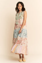 Load image into Gallery viewer, Davi & Dani Mixed Print Floral Color Block Maxi Dress in Sage Multi