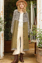 Load image into Gallery viewer, POL Color Contrasting and Textured Contrasting Fabric Long Jacket in Black Multi