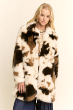 Load image into Gallery viewer, Davi & Dani Tri Color Faux Fur Jacket in Cow Brown