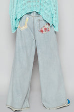 Load image into Gallery viewer, POL Pants with Multi Layered Patches in Striped Denim