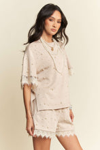 Load image into Gallery viewer, Davi & Dani Pearl Embellished and Lace Detailed Top in Beige