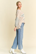 Load image into Gallery viewer, Davi & Davi Waffle Knit Top with Multi Star Patched Front in Beige
