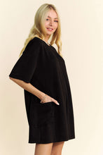 Load image into Gallery viewer, Davi & Dani Soft Knit Mineral Washed V Back Romper in Black