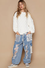 Load image into Gallery viewer, POL Solid Color Sweater with Weaved Fabric Details in Cream