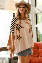 Load image into Gallery viewer, BiBi Star Patched Mixed Print Top in Oatmeal