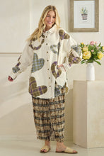 Load image into Gallery viewer, Oli & Hali Mineral Washed OVESIZED Top with Mixed Plaid Heart Patches in Cream