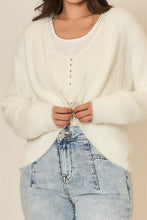 Load image into Gallery viewer, Cozy Co. Soft Eyelash Knit Cardigan in Off White