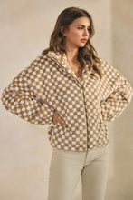 Load image into Gallery viewer, LovLov Fuzzy Fleece Checkered Jacket in Mocha