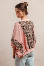 Load image into Gallery viewer, BiBi OVERSIZED Washed Leopard and Light Denim Top in Mauve