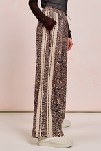 Load image into Gallery viewer, BiBi Leopard Print Track Pants with Contrasting Lace Side Stripes in Leopard/Oatmeal