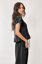 Load image into Gallery viewer, Davi & Dani Solid Color Top and Pants Set in Black