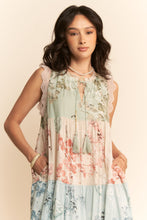 Load image into Gallery viewer, Davi & Dani Mixed Print Floral Color Block Maxi Dress in Sage Multi