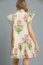Load image into Gallery viewer, Umgee Bold Floral Print Mini Dress in Cream Mix