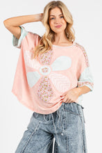 Load image into Gallery viewer, Sage+Fig Petal Play OVERSIZED Floral Patched Top in Pink